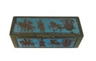 Vintage Mid Century Chinese Brass   Bronze   Enamel   Cloisonne Trinket Box
