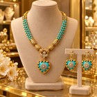 24k Gold Plated Vintage Rhinestone Royal Designs Necklace And Earrings Set