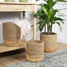 Northlight Set Of 3 Textured Woven Round Seagrass Baskets 14 
