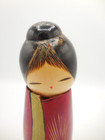 Japanese Kokeshi Wood Doll 9  Red Kimono 