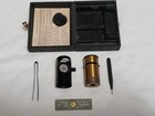 Antique Brass Field Pocket Microscope With Box