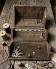 Antique Singer Sewing Wood Puzzle Box  Some Attachments Cottagecore Decor Rustic