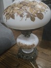 Hand-painted Light Brown And Beige Hurricane Lamp   Vintage   20  High
