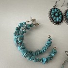 Mixed Lot Women   s Fashion Earrings 6 Pairs Turquoise Stone Silver Tone Metal