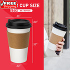 16 Oz 100 Pack Coffee Cups With Lids And Sleeves  Hot Paper Coffee Cups With Lid