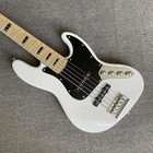 Electric Jazz Bass Guitar White 5 String Maple Fretboard Solid Body