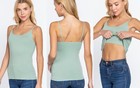 Cami Tank Adjustable Spaghetti Strap Cotton Fitted Sleeveless Top Shelf Bra