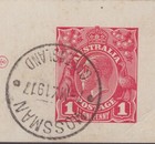 Queensland Cracker Mossman 1917 Postmark On Kgv 1d Pre-paid Postcard Piece 
