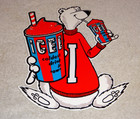 Vintage Icee Frozen Coca Cola Slushy Polar Bear 12  Soda Ice Gas Oil Kmart Sign 