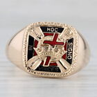 Vintage Knights Templar Cross Signet Ring 14k Gold York Rite Masonic Size 9 75