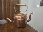 Antique Hand-hammered Dovetailed Copper Tea Kettle 19th Century Brass Accents 6q