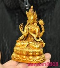 4 2  Tibet Buddhism Bronze 24k Gold Gilt 4 Arms Kwan-yin Goddess Buddha Statue