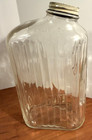 Vtg 1 Qt Anchor Hocking Ribbed Glass Refrigerator Water Bottle W screw On Top