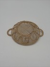 Dainty Small Lacy Wicker Basket With Handles Vintage Floral Woven Pattern