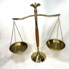 Vtg Scales Of Justice Eagle Brass Wood   Metal Mcm Antique Brass Tone Balance 