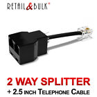Rj11 Phone Line Splitter 2-way Duplex Telephone Adapter 6p4c Splitter   Cable