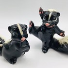 Vtg Mcm Skunk Figurines Lot Of 2 Anamorphic Ceramic Studio Estate Garden Black