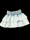 Girls Molo Bonita Skirt Denim Bleach Blue Smocked Ruffle Tiered 3-4