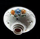Vtg 6  Porcelain Flush Mount Ceiling Single Bulb Light Fixture Floral Porcelier