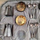 Set 4 Antique Webster 925 Sterling Silver Shakers Gold Wash Salt Cellars Spoons