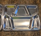 Vintage Pair Stainless Steel Military Mess Hall Dinner lunch Camping Trays 1951