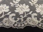 Antique French Flounce Lace Floral On Ecru White Tulle Hand Embroidery 4 Yds 27 