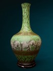 Exceptional Large Chinese Cloisonn   Vase Elephant Frieze Green Enamel 19   