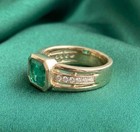 Emerald Diamond Ring 14k Yellow Gold Natural Zambian Emerald Gemstone Ring