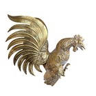Pair Of 2 Vintage Mid Century Modern Brass Fighting Cocks Roosters Figures Gold