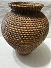Beautiful Vtg  Hand-woven 12    Coiled tightly Woven Rattan Basket vase