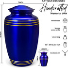 Set Of 6 Royal Blue Decorative Funeral Urns For Ashes Adult Male   Female Includ