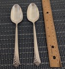 Two Antique Sterling Silver  Oval Soup   Place Spoons Oneida Damask Rose