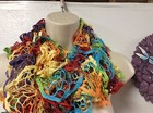 Hand Made Scarf Women Or Girls Variegated Red Green Blue Yellow Colorful 143 