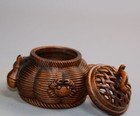 Chinese Vintage Antique Boxwood Exquisite Incense Burners Carved Crab Statue Art