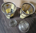 Vtg 4 Piece Retro Glitter Speckled Plastic Recipe Martini Cocktail Bar Shaker