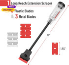Long Handle 11  Razor Blade Scraper 3 Metal 3 Polastic Blades Tool Window Glass