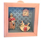 Small 3d Shadow Box Pink Nursery Decoration  Clown Handmade Heartline Italy  