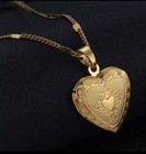 9k Gold Locket Pendant Double Heart Filled 20  Chain Necklace Free Gift Box
