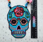Sugar Skull Rose Mini Perler Bead Edm Rave Kandi Necklace