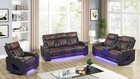New Brown Led Power Recliner 3pc Sofa Loveseat Chair Set Bluetooth Speaker   Usb