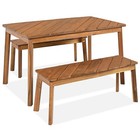 Acacia Wood Patio Dining Conversation Set Outdoor Furniture Table Bench Garden