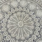 Vintage Crochet Doily Handmade 29  Round Ecru Beige Lace Table Topper Cottage