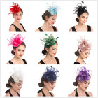 Women s Fascinators Feathers Tea Party Hat Veil Headband With Hair Clip For Cock