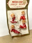Vintage Miniature Pixie Elves Set Of 4 Plastic Elf Holiday Cake Toppers Mcm