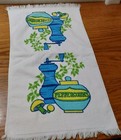 Vintage 70 s Dish Hand Towel Kitchen 14 5x26 Blue Green Peppercorn Pepper Mill