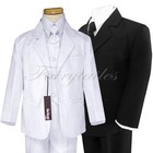 Boy Formal Baby communion Black white Tuxedo suit Size