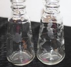  p-8   Vintage Clear Etched Glass Floral Glass Oil   Vinegar Cruets X 2