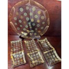 4 Pc Dorothy Thorpe Glama Glass Mcm Atomic Starburst Platter 3 Divided Dishes