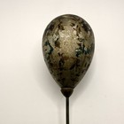 Antique C1900 Hand Painted Orb Hat Pin Victorian Edwardian Long Stick Pin