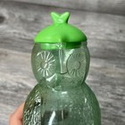 Vintage Mid Century 7    Green Plastic Owl Pitcher W  Applied Handle And Lid